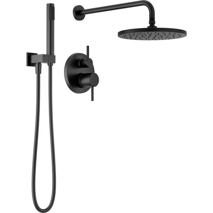 Modern Cylindrical Raincan Shower Rough & Trim W/ Hs 1L 14S - Matte Black