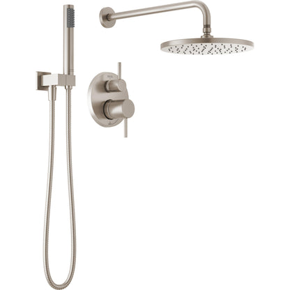 Modern Cylindrical Raincan Shower Rough & Trim W/ Hs 1L 14S - SpotShield Brushed Nickel