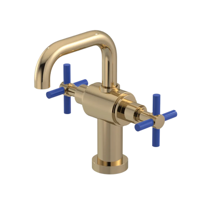 Rubinet Single Hole Dual Handle Lav. Set. (less drain) Gold