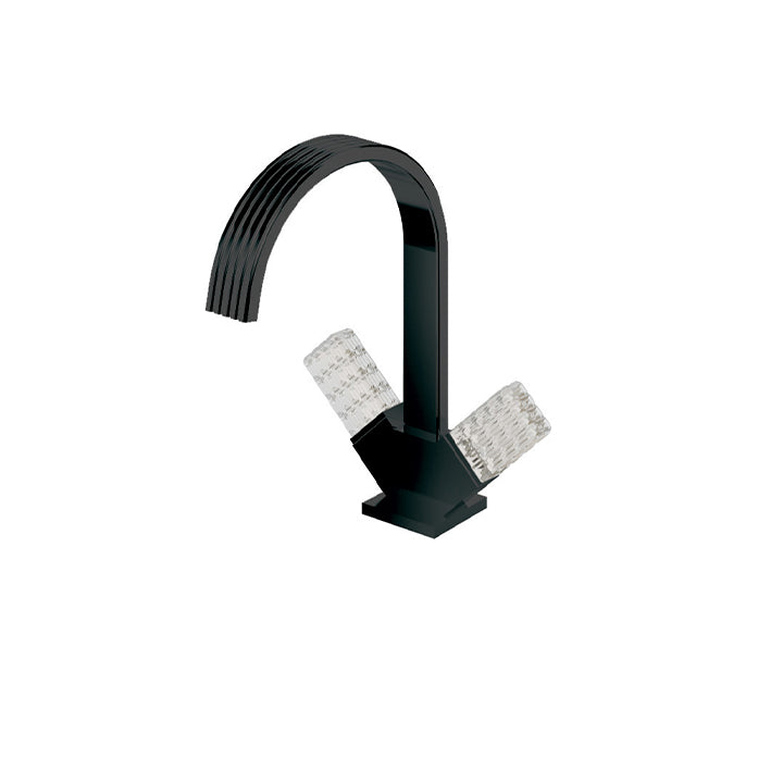 Aquabrass Single-hole lavatory faucet with two crystal handles