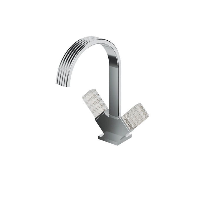 Aquabrass Single-hole lavatory faucet with two crystal handles