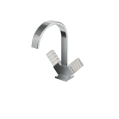 Aquabrass Single-hole lavatory faucet with two crystal handles