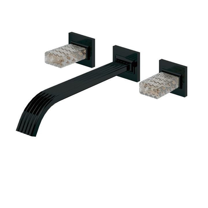 Aquabrass Wallmount 8" c.c. lavatory faucet with crystal handles