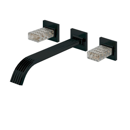 Aquabrass Wallmount 8" c.c. lavatory faucet with crystal handles
