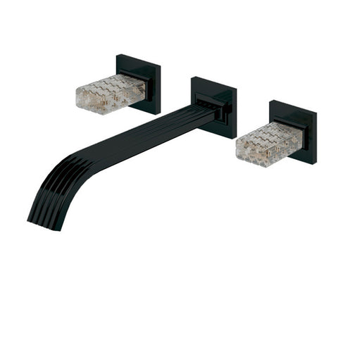 Aquabrass Wallmount 8" c.c. lavatory faucet with crystal handles
