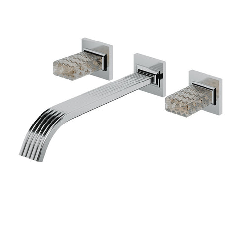 Aquabrass Wallmount 8" c.c. lavatory faucet with crystal handles