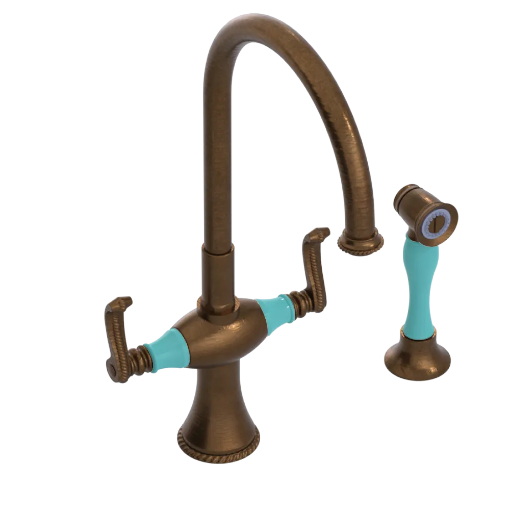 Rubinet Two Handle Single Hole Kitchen Set with Hand Spray Oil Rubbed Bronze