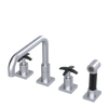 Rubinet Widespread Kitchen Set with Genesis Spout with Hand Spray Satin Chrome