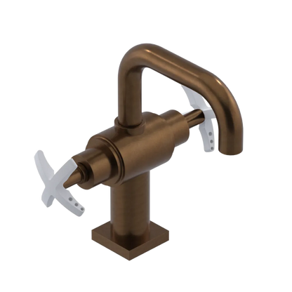 Rubinet Single Hole Dual Handle Lav. Set. with Genesis spout (less drain) Tuscan Brass