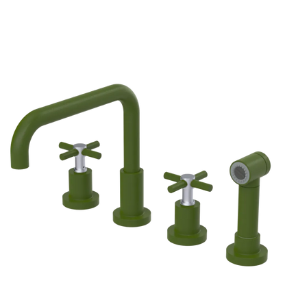 Rubinet Widespread Kitchen Set with Hand Spray Green Envy
