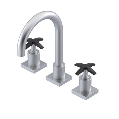 Rubinet Widespread Lav. Set. (less drain) Satin Chrome