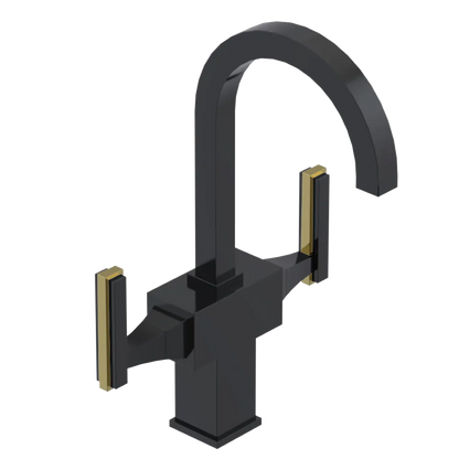 Rubinet Single Hole Dual Handle Lav. Set. (less drain) Black