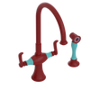 Rubinet Two Handle Single Hole Kitchen Set with Hand Spray Maroon