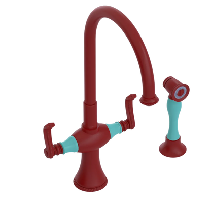 Rubinet Two Handle Single Hole Kitchen Set with Hand Spray Maroon