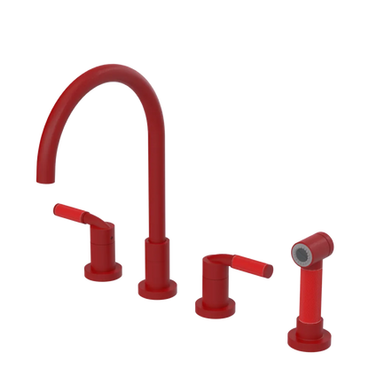 Rubinet Widespread Kitchen Set with Hand Spray Maroon