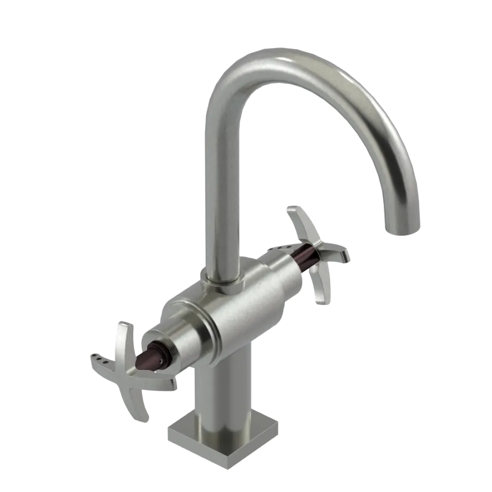 Rubinet Single Hole Dual Handle Lav. Set. (less drain) Satin Nickel