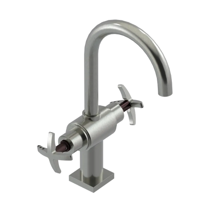 Rubinet Single Hole Dual Handle Lav. Set. (less drain) Satin Nickel