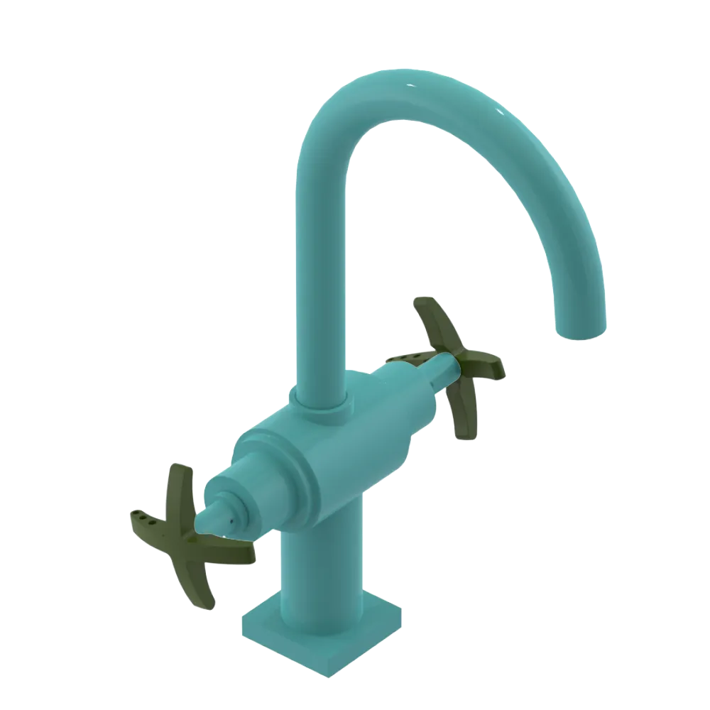 Rubinet Single Hole Dual Handle Lav. Set. (less drain) Aqua