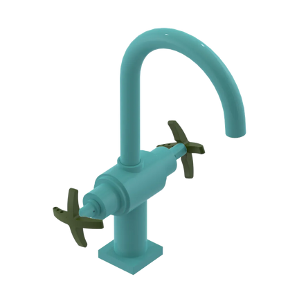 Rubinet Single Hole Dual Handle Lav. Set. (less drain) Aqua