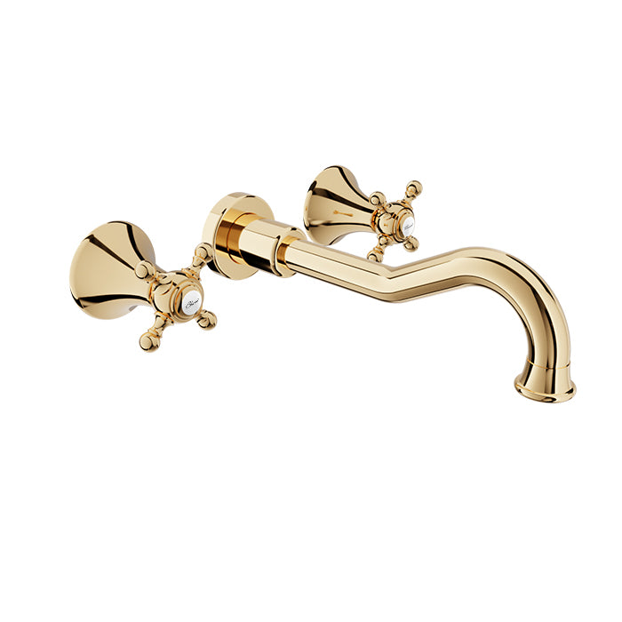 Baril Two handles wall-mounted lavatory faucet, drain not included