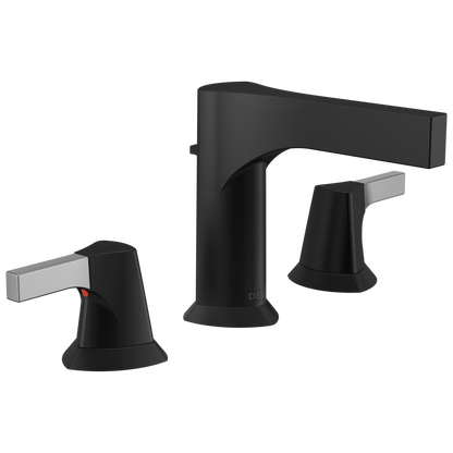 Delta Zura - Two Handle Widespread Bathroom Faucet In Chrome / Matte Black
