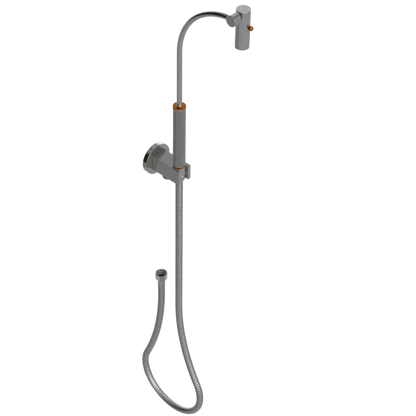 Rubinet Hand Held Shower Bidet with Extended Reach & Dual Function Spray Including Wall Bracket with Supply & Hose (Round) Satin Nickel
