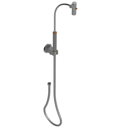 Rubinet Hand Held Shower Bidet with Extended Reach & Dual Function Spray Including Wall Bracket with Supply & Hose (Round) Satin Nickel
