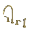 Rubinet Widespread Kitchen Set with Hand Spray Natural Brass