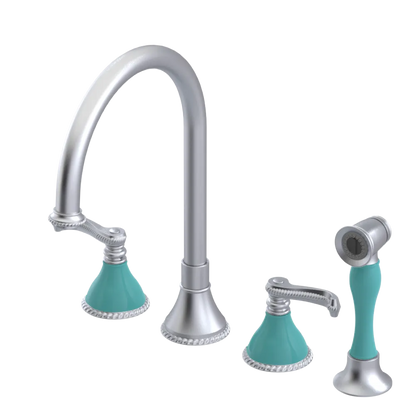 Rubinet Widespread Kitchen Set with Hand Spray Satin Chrome