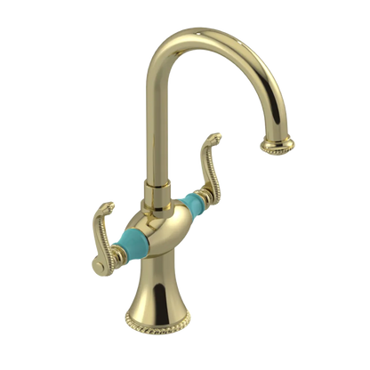 Rubinet Single Hole Dual Handle Lav. Set. (less drain) Gold