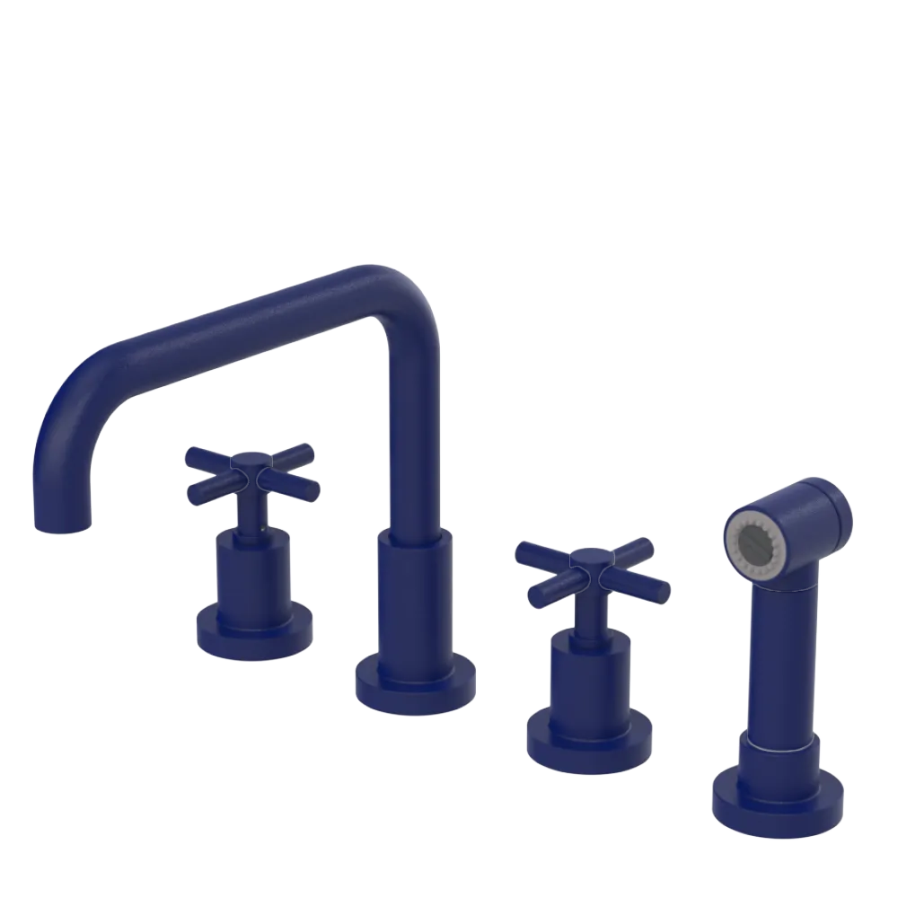 Rubinet Widespread Kitchen Set with Hand Spray Midnight Blue