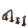 Rubinet Widespread Kitchen Set with Genesis Spout with Hand Spray Tuscan Brass