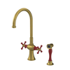 Rubinet Two Handle Single Hole Kitchen Set with Hand Spray Antique Brass Matt