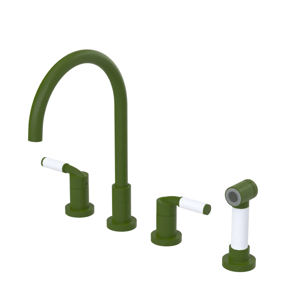 Rubinet Widespread Kitchen Set with Hand Spray Green Envy