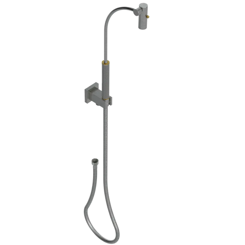 Rubinet Hand Held Shower Bidet with Extended Reach & Dual Function Spray Including Wall Bracket with Supply & Hose (Square) Satin Nickel