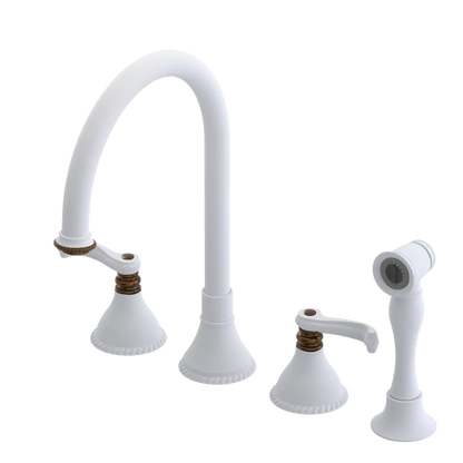 Rubinet Widespread Kitchen Set with Hand Spray Matt White