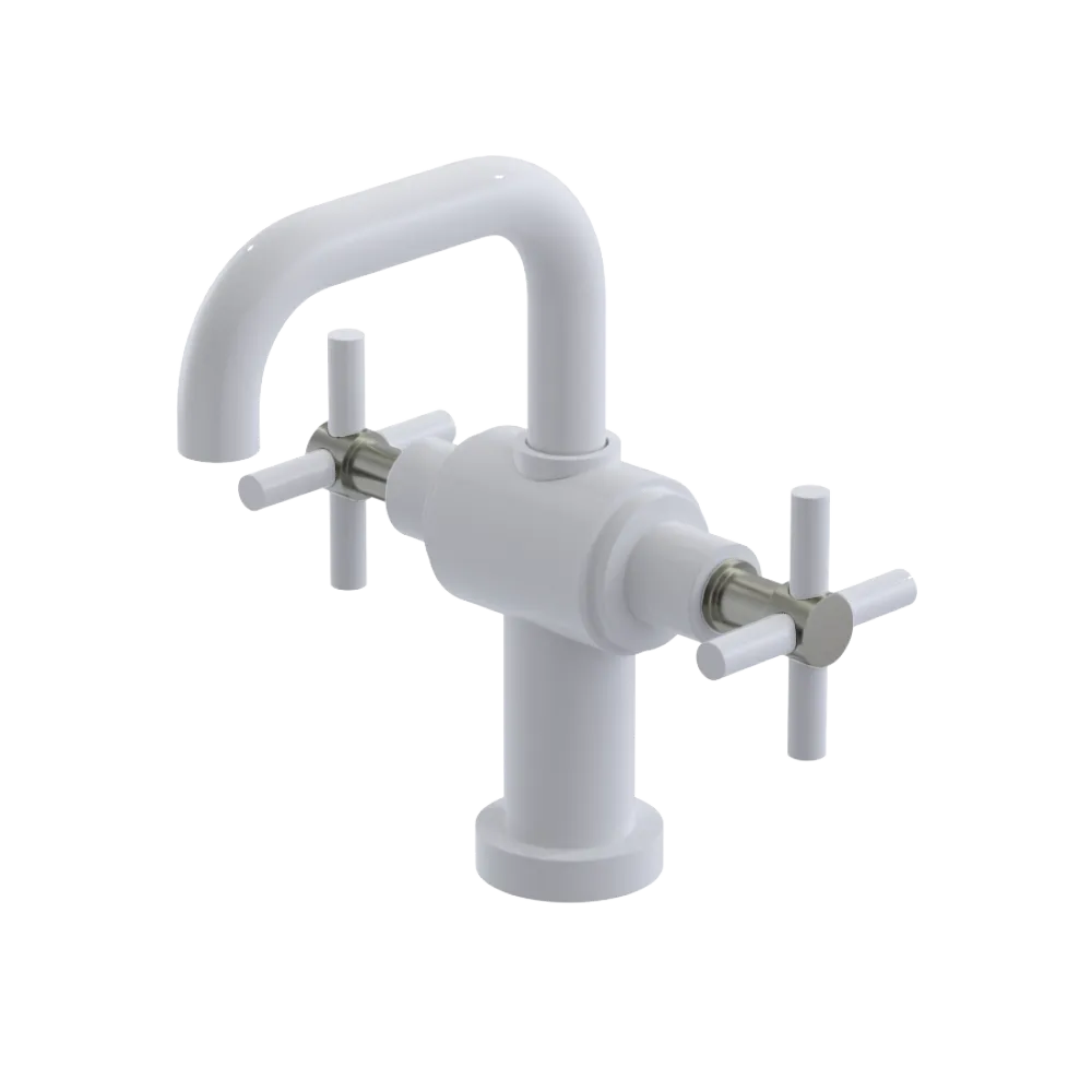 Rubinet Single Hole Dual Handle Lav. Set. (less drain) White