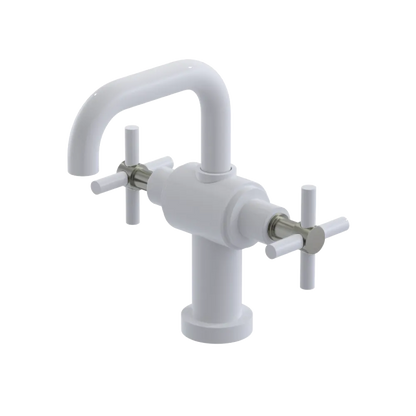 Rubinet Single Hole Dual Handle Lav. Set. (less drain) White