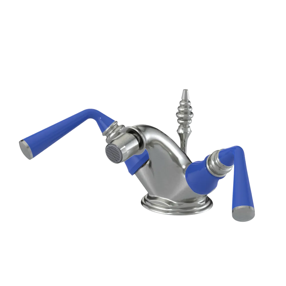 Rubinet Single Hole Dual Handle Bidet Fitting (Less Drain) Satin Nickel