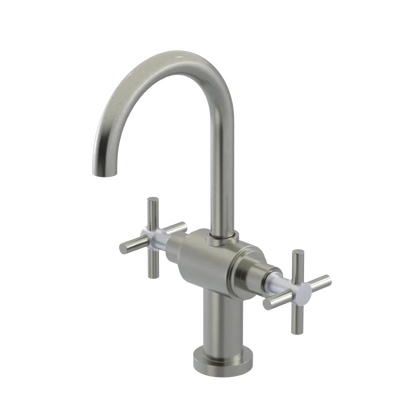Rubinet Single Hole Dual Handle Lav. Set with LaSalle Spout (less drain) Satin Nickel