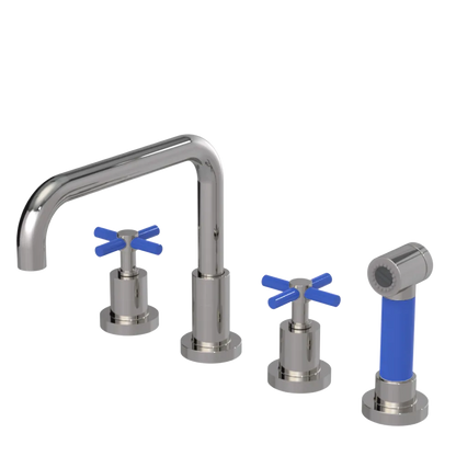 Rubinet Widespread Kitchen Set with Hand Spray Polished Nickel