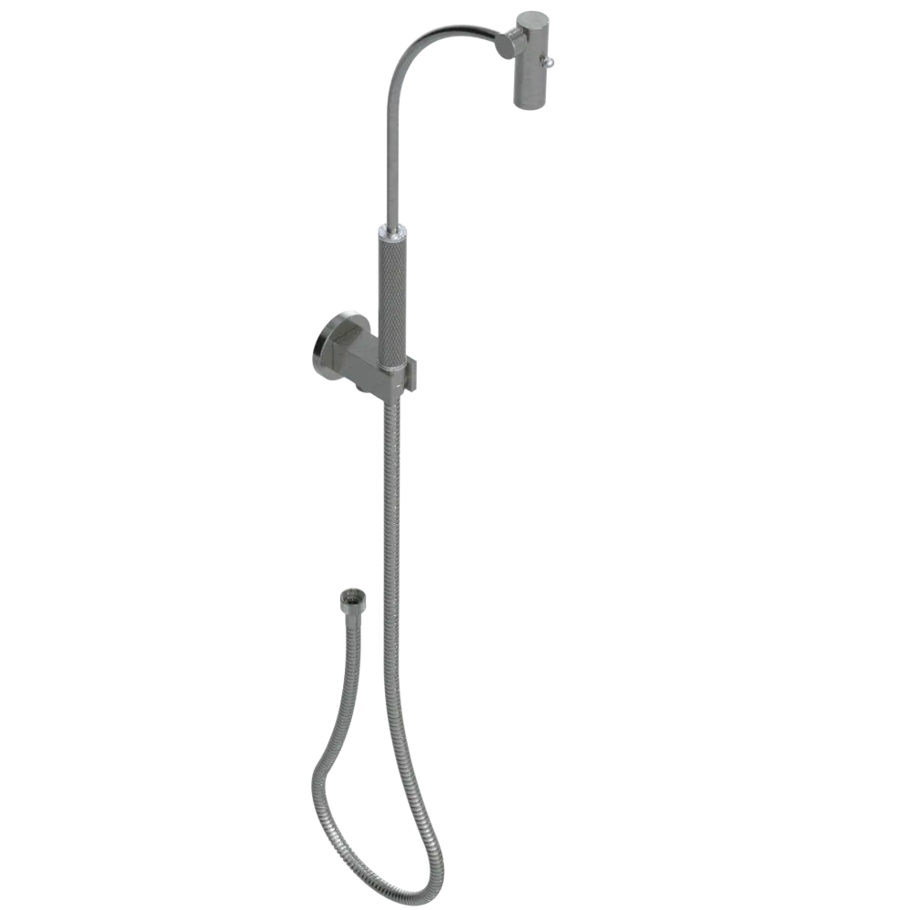 Rubinet Hand Held Shower Bidet with Extended Reach & Dual Function Spray Including Wall Bracket with Supply & Hose (Round) Satin Nickel