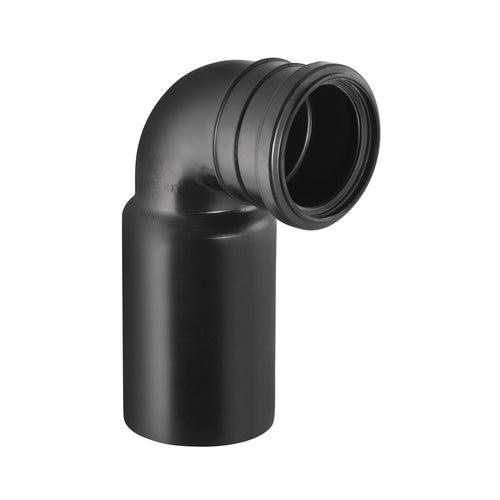 HDPE outlet bend, 1 x 90° bend with socket for Ø3.50" (Ø90mm) push fit piping