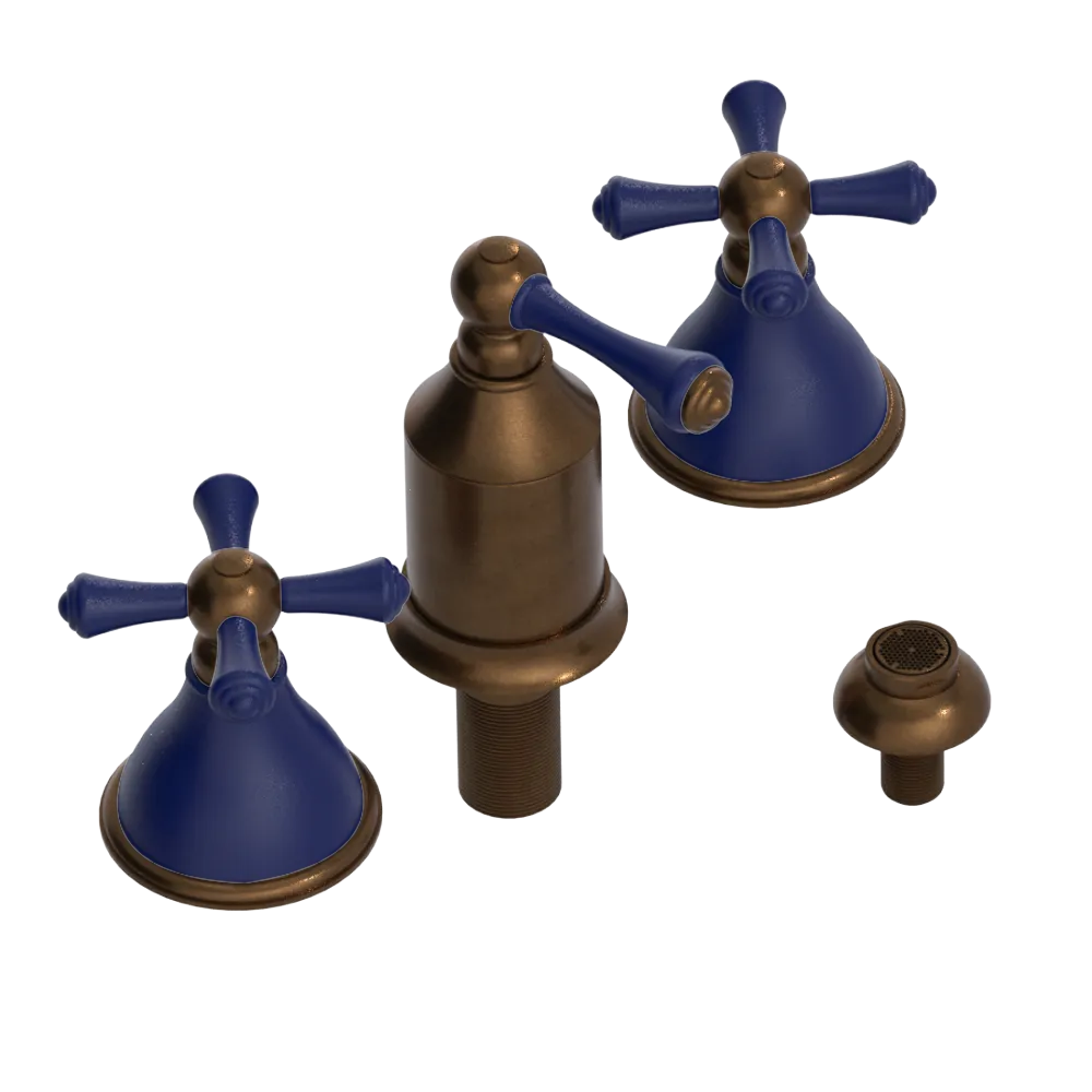 Rubinet Bidet Fitting with Spray, Diverter, and Vacum Breaker (Less Drain) Tuscan Brass