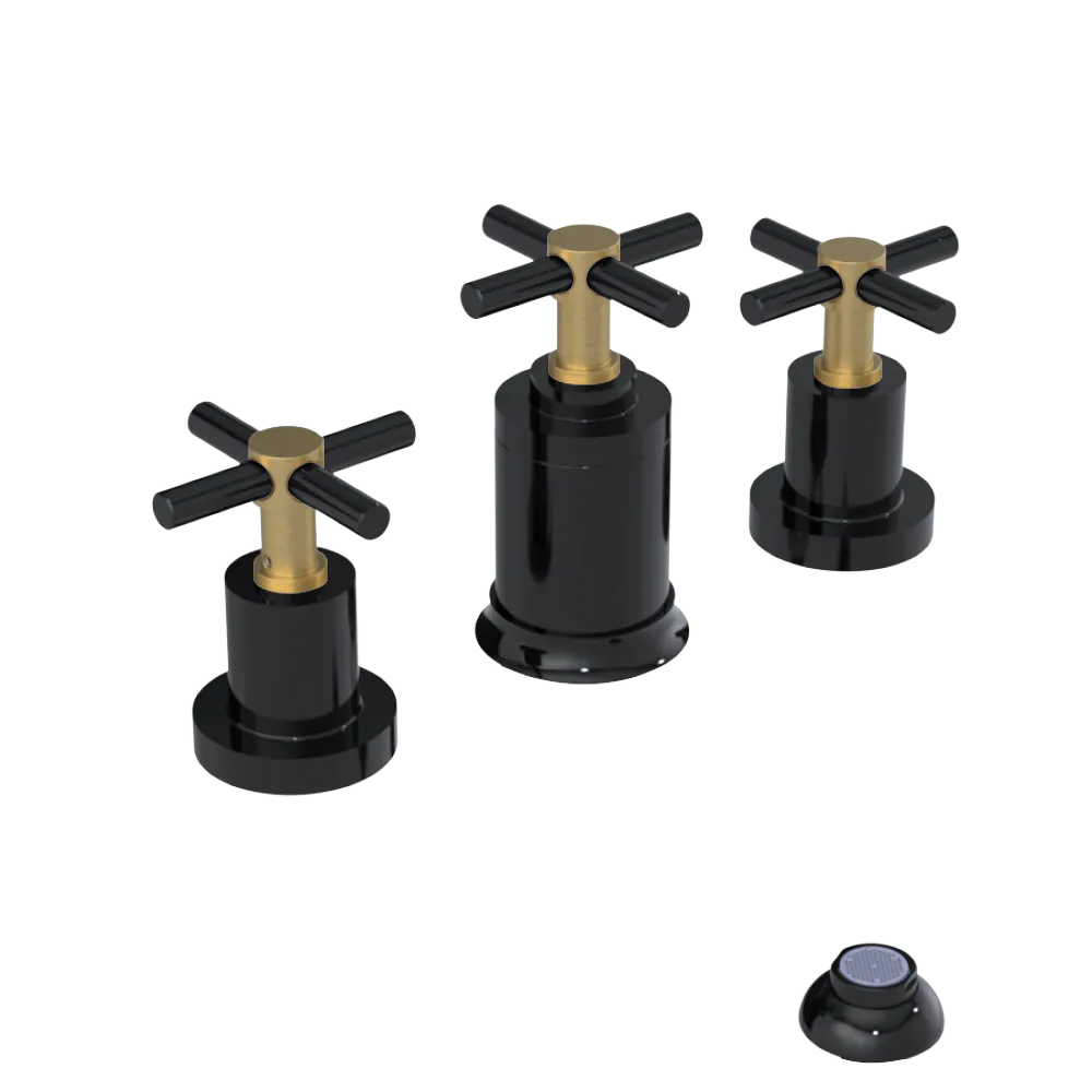 Rubinet Bidet Fitting with Spray, Diverter, and Vacuum Breaker (less drain) Black