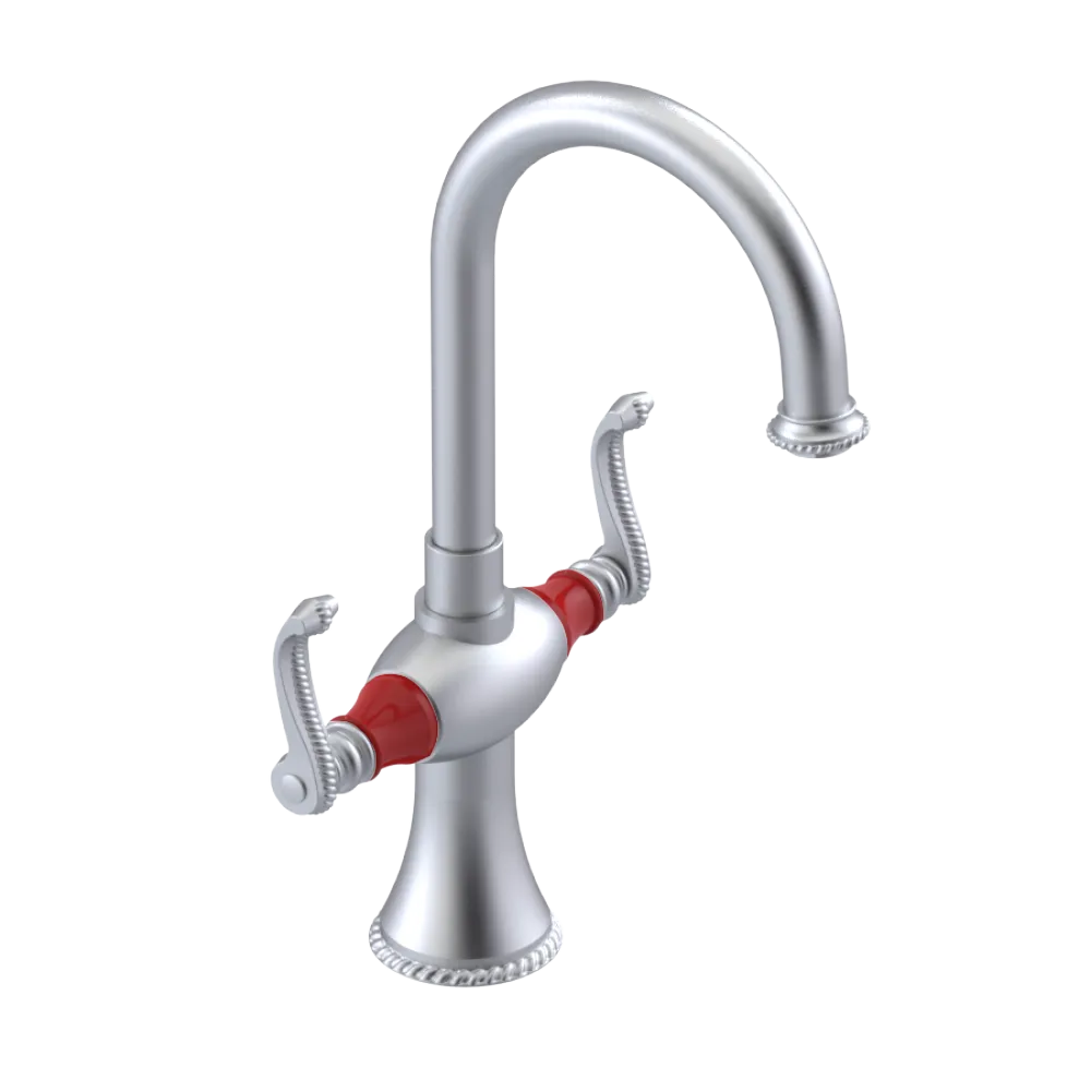 Rubinet Single Hole Dual Handle Lav. Set. (less drain) Satin Chrome