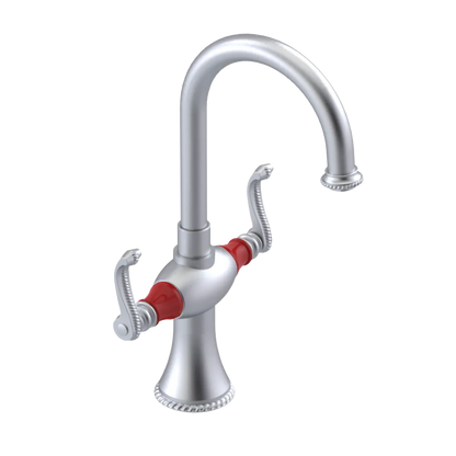 Rubinet Single Hole Dual Handle Lav. Set. (less drain) Satin Chrome