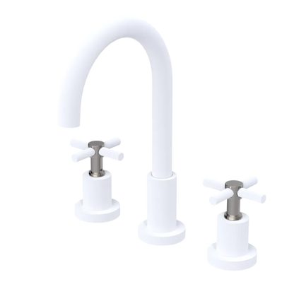 Rubinet Widespread Kitchen Set with LaSalle Spout Matt White