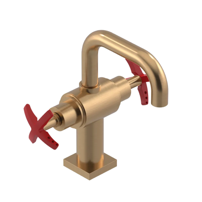 Rubinet Single Hole Dual Handle Lav. Set. with Genesis spout (less drain) Satin Gold