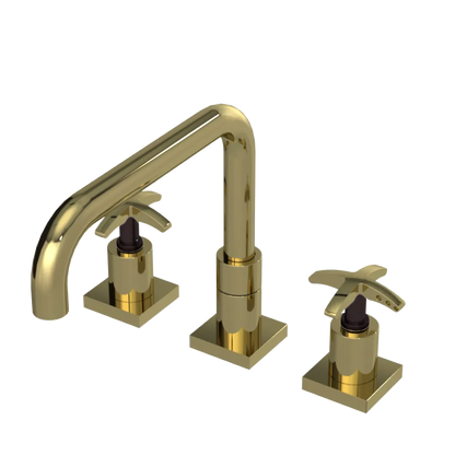 Rubinet Widespread Kitchen Set with Genesis Spout Natural Brass